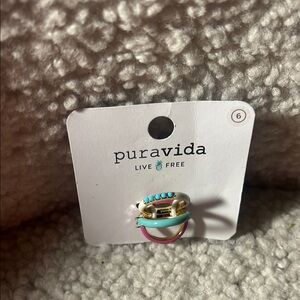 New Pura Vida Turquoise and Pink Ring Set NWT